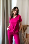 Bluzka medyczna damska wiskoza scrubs Basic w kolorze Peony