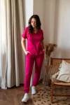 Spodnie medyczne damskie wiskoza scrubs Basic w kolorze Peony