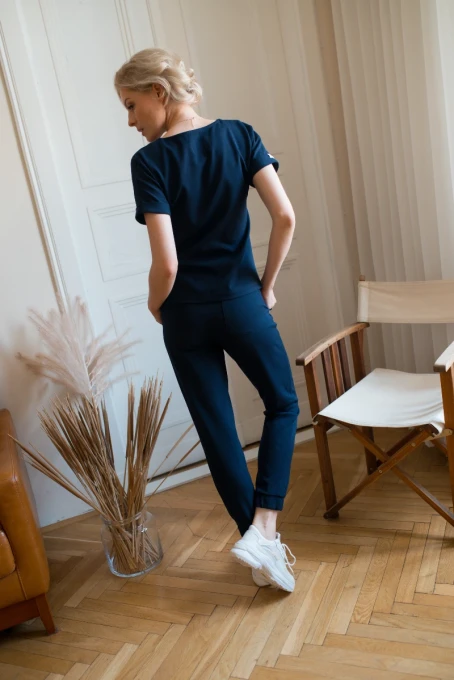 Spodnie medyczne damskie wiskoza scrubs Basic w kolorze Blueberry II