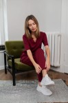Spodnie medyczne damskie wiskoza scrubs Classy w kolorze Burgundy