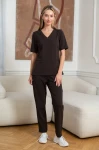 Spodnie medyczne damskie wiskoza scrubs Classy w kolorze Chocolate