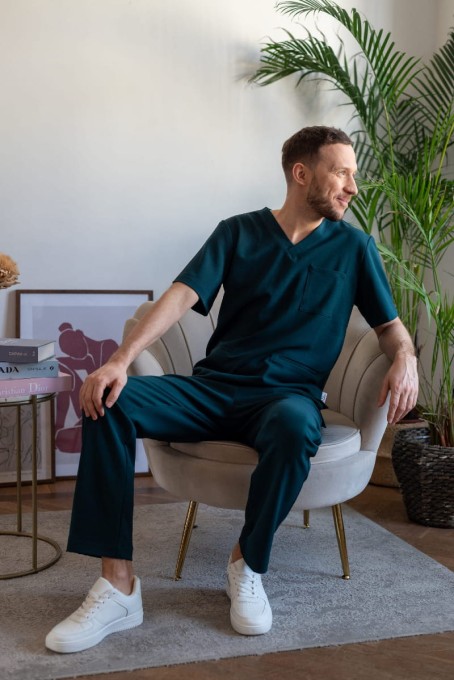 Bluzka medyczna męska wiskoza scrubs Handsome w kolorze Deep Sea II