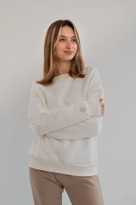 Bluza dresowa damska Cozy z haftem w kolorze Whipped Cream
