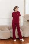 Spodnie medyczne damskie wiskoza scrubs Wide w kolorze Burgundy