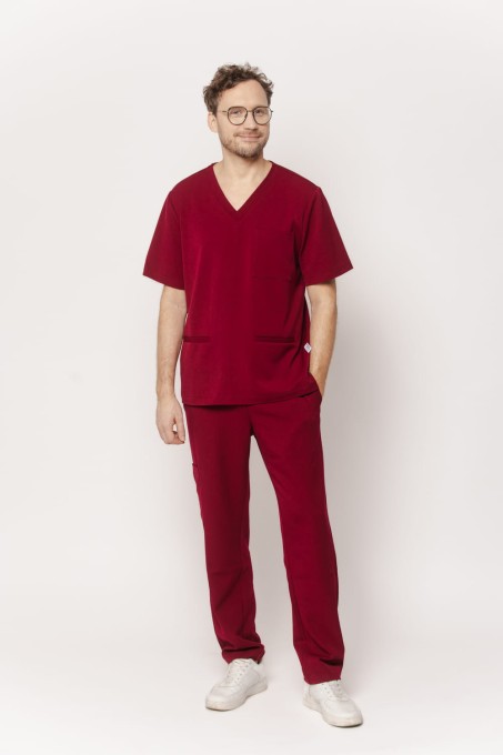 Spodnie medyczne męskie wiskoza scrubs Handsome w kolorze Burgundy