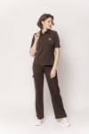 Spodnie medyczne damskie wiskoza scrubs Wide w kolorze Chocolate